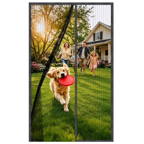 38" x 82" LADANY Magnetic Screen Door (Black) - image 1