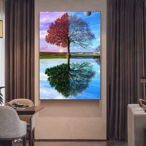 Diamond Painting Arbre anti-stress 40x100cm : kit complet mosaïque pour retrouver le calme