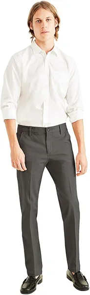 Dockers Men's Workday Khaki Slim Fit with Smart 360 Flex, Storm Grey, 34W x 29L