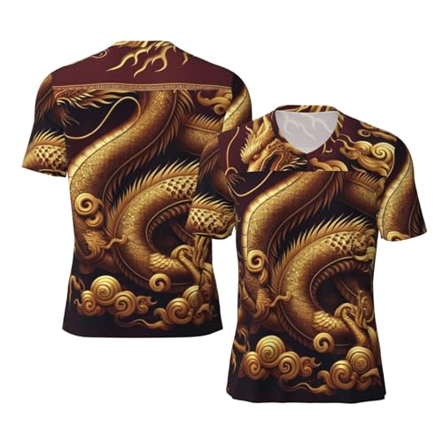 Stylish Athletic Sports Jersey Golden-Dragon Men's Rugby Jersey X-Large