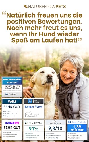 Gelenktabletten Hunde – Test SEHR GUT Made in Germany mit Grünlippmuschel, MSM und Teufelskralle - Keine Kapseln, hohe Akzeptanz Gelenktabletten Hund - 100 Stück