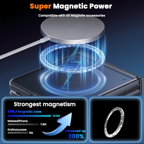 Image of WRJ for Samsung Galaxy Z Flip 8 Case Built-in Screen Protector,Blue
