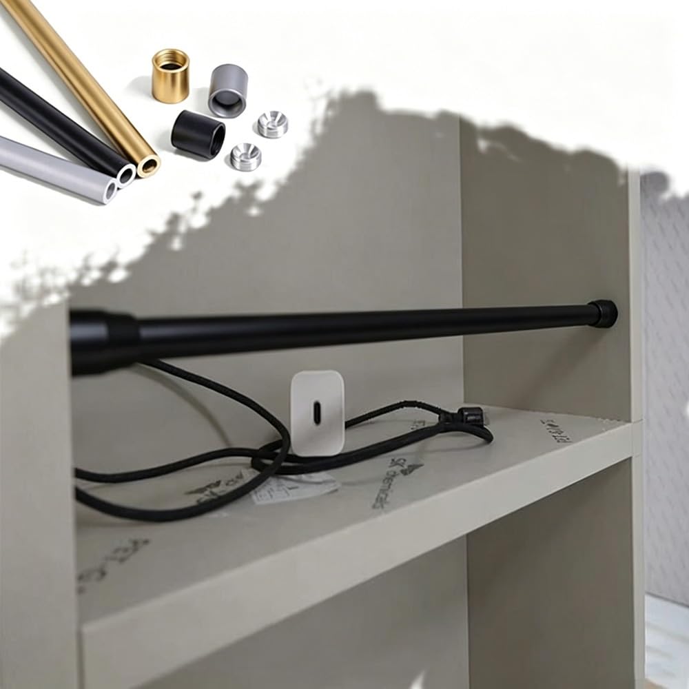 SVBVRFEEW 2 Pack Shelf Railing Aluminum Closet Guardrail Anti-Fall Fence 14 16 18 20 24 26 28in Decorative Railing Set Support Rod for Shelves(Black,50cm/19.7in)