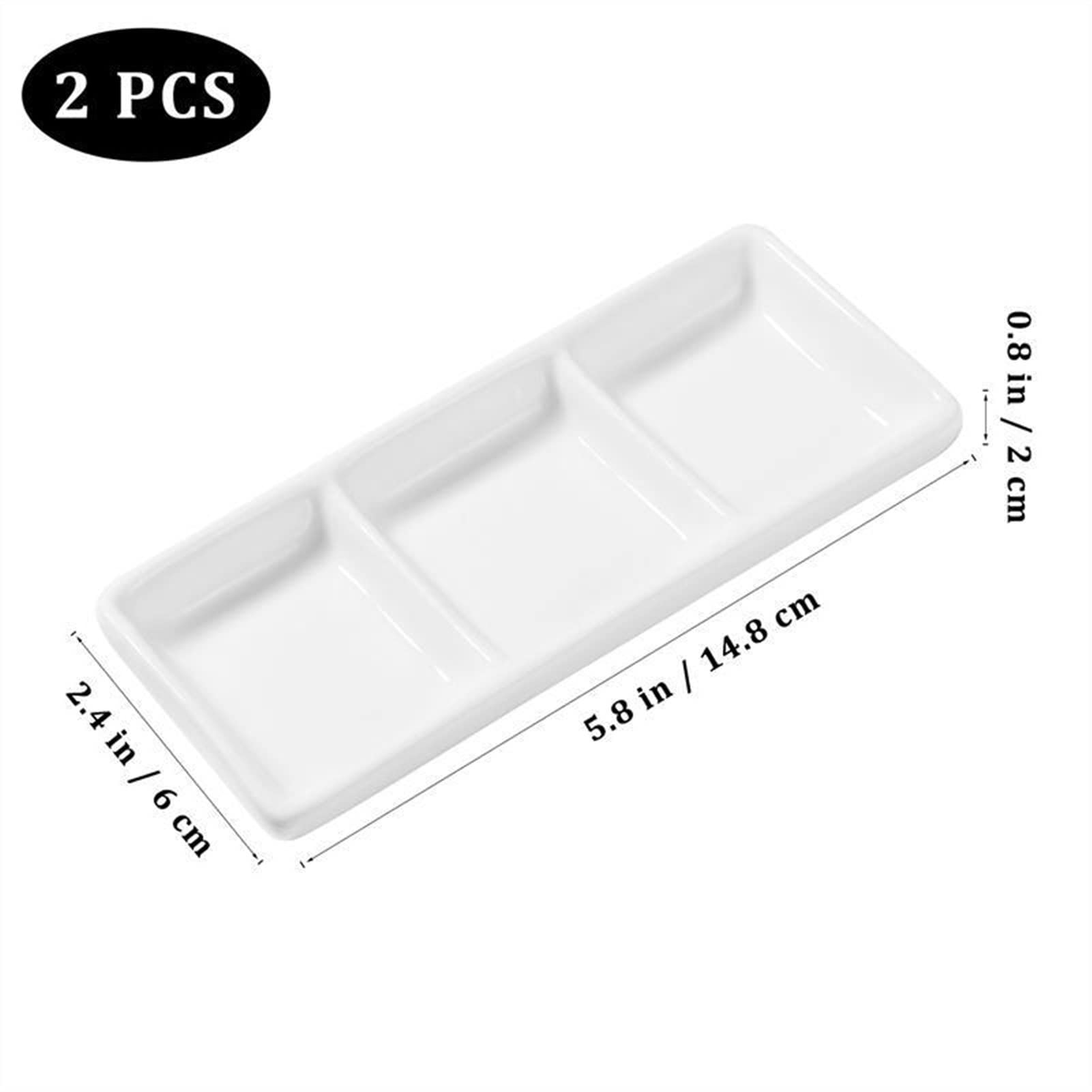 Ciotoline da Snack 6 pollice ceramica 3-compartimento Antipasto Antipasto for serving Vassoio rettangolare salsa divisa Piatti aceto Piatto condimento Strumenti da cucina 2pcs Piatti Snack Ceramica