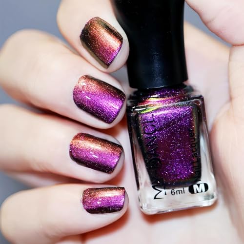 Virellay Lila Glitzer Nagellack, Schimmer Schnellen Trocknen Metallic Nagellack, Glitter Chrom Quick...