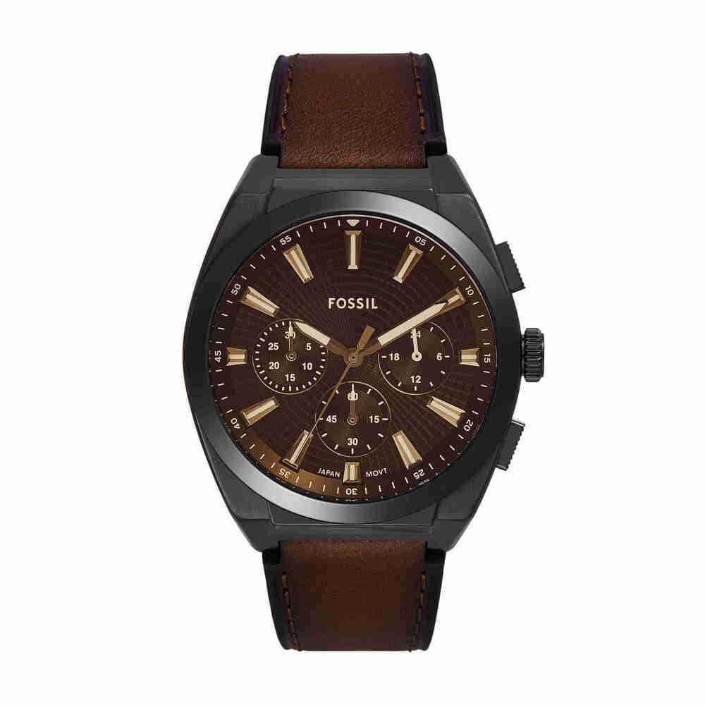 Fossil Everett Men's 44 MM Brown Stainless Steel Watch, FS6108
