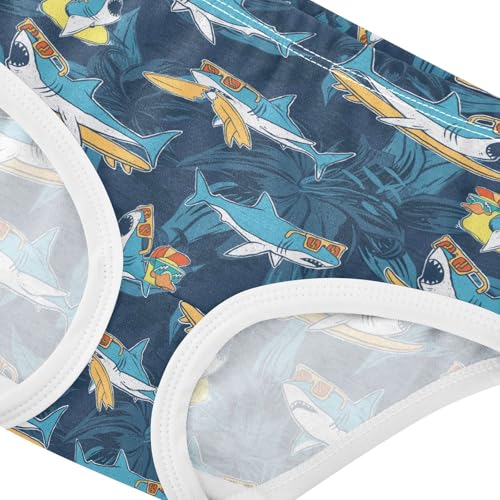 Little Girls' Soft Cotton Underwear Kids Breathable Comfort Cartoon Surfer Sharks Panties Briefs Toddler4