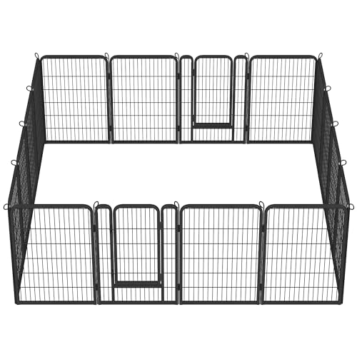 Yaheetech 16 Panneaux Parc pour Chien Enclos pour Lapin Canard Rongeur 100 cm avec Clôture en Métal Chenil avec Porte