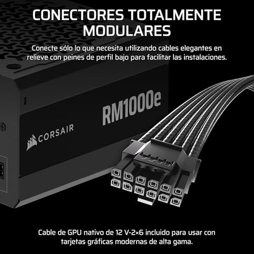 Image of Corsair RM1000e (2025) Fully Modular Low-Noise ATX Power Supply with 12V-2x6 Cable - ATX 3.1 & PCIe 5.1 Compliant, Cybenetics Gold Efficiency, 105C-Rated Capacitors - Black (Renewed)