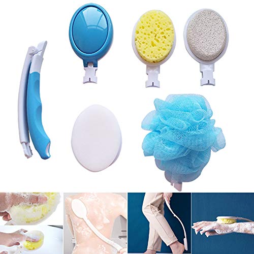 Komost Back Brush, 4 in 1 Shower Bath Brush Long Handle, Dry Body Brush, Back Scrubber for Shower for Men Women