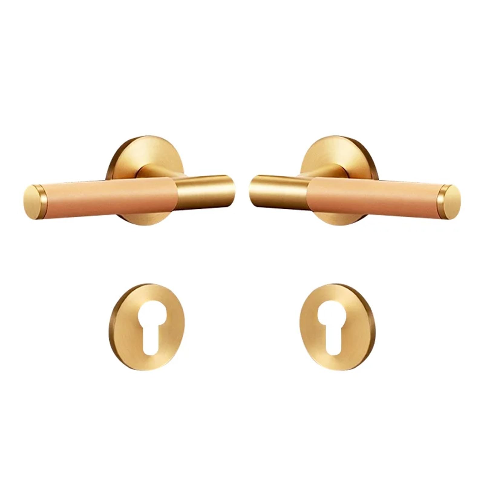 BSAXITHZB Brass Leather Door Lock Indoor Handle Double Open Female Copper(Dummy-Beige)
