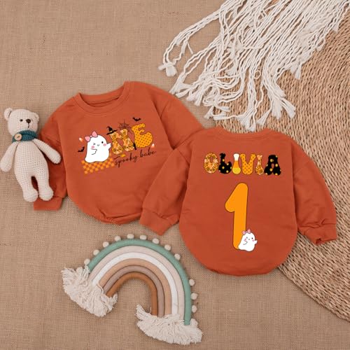 Personalized First Halloween Birthday Babies Girls Romper, My First Halloween Baby Girl Outfit, 1St Halloweens4