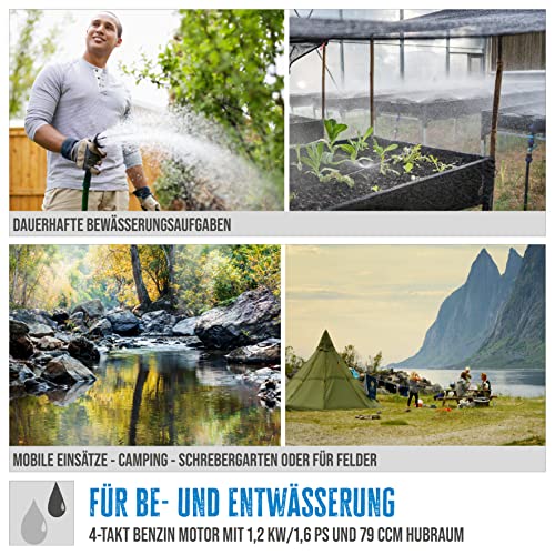 Güde 94503 motorpomp-set GMP 15.22 (4-takt motor, debiet: 15.000 l/u, max. opvoerhoogte: 22 m, benzine-motorpomp), blauw, zwart - Afbeelding 4