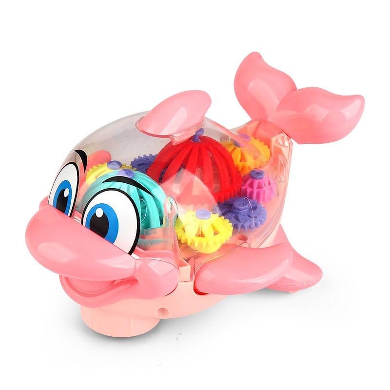 FunBlast Transparent Gear Dolphin Toy with Flashing Lights and Music, B/O 360 Degree Rotating Transparent Dolphin Toy for 3+ Years Kids, Light and Sound Toys for Children (Multicolour) (B0CJ352KM4) Amazon Price History, Amazon Price Tracker