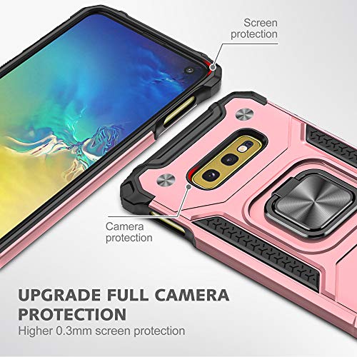 Ymhxcy Galaxy S10E Case Samsung S10E Case With Hd Screen Protector, Armor Grade Cases With Rotating Holder Kickstand Non-Slip Hybrid Rugged Phone Case For Samsung Galaxy S10E-Kk Rose Gold #TOP1