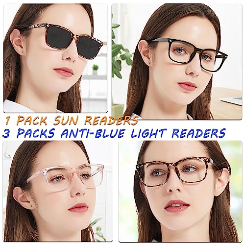 Image of 4 PACKS Blue Light Blocking Reading Glasses Women 1.0 1.25 1.5 1.75 2.0 2.25 2.5 2.75 3.0 3.5 4.0 5.0 6.0