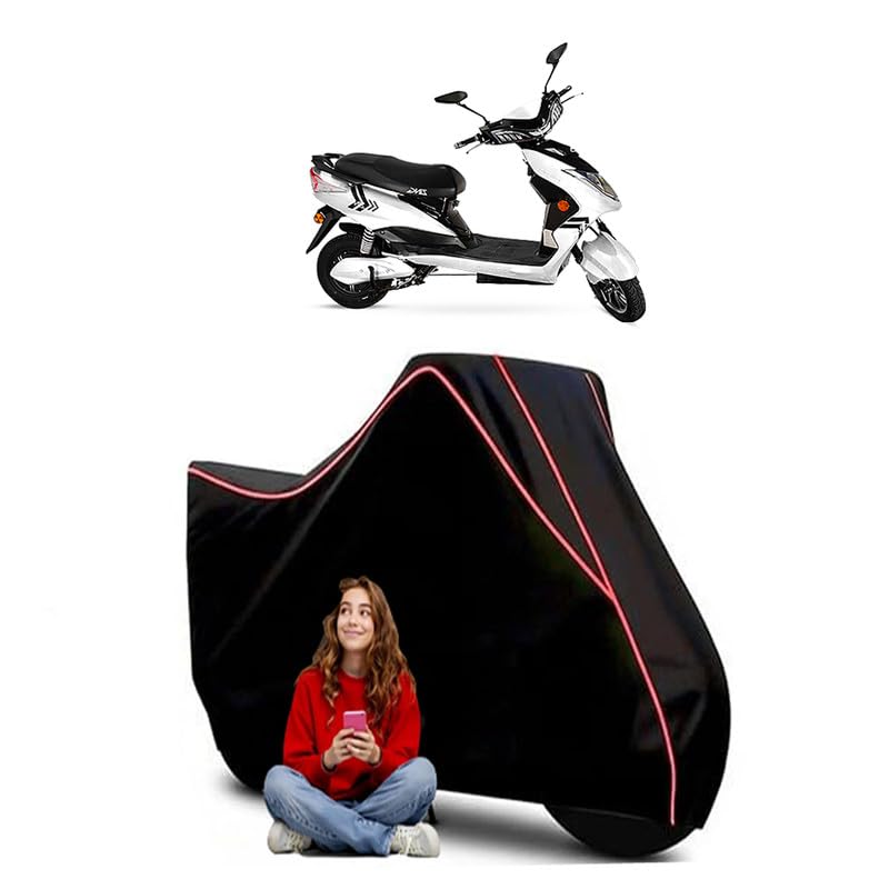Image of Green Zing Big B Scooty Bike Cover Water Resistant Outdoor Use Universal Fit Scooters Motorcycles Heavy Duty UV Protection Dust Rain Scratch Resistant Elastic Bottom Black Blue Piping