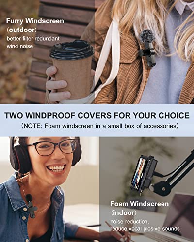 Milouz Dual Wireless Microphones For Iphone/Android Phone/Camera/Laptop, Wireless Lavalier Microphone For Video Recording Podcast Youtube Tiktok Facebook, Plug-Play Mini Lapel Mic #TOP3