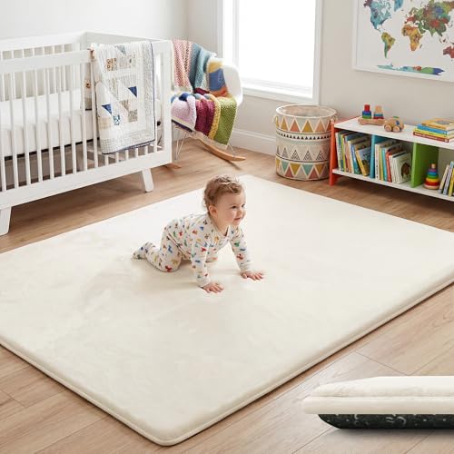 Image of 1.5 inch Thick Baby Play Mat for Floor 79x118 Soft Foam Play Mats Beige