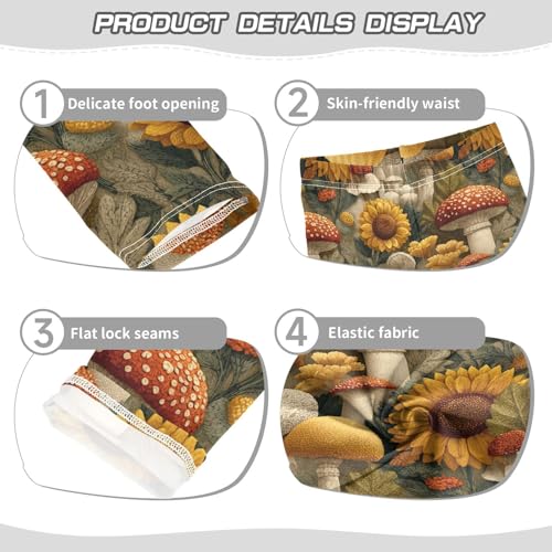 Girls Leggings Mushrooms Sunflower Soft Toddler Leggings for Girls Kids Pants Size 4T-10T3