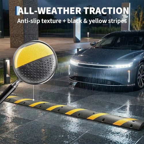 Image of 6ft Rubber Speed Bump 72 inch Speed Bumps for Driveway 2Pack