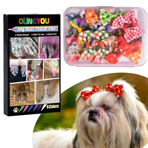 50% Off OLINGYOU Dog Nail Art Pens + Free Bow Set - Image 2