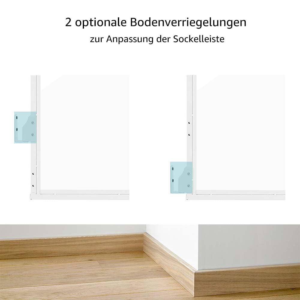 unipaws Transparentes Hunde- & Katzenschutzgitter ohne Bodenschiene, Schutzgitter für Türen & Treppen, beidseitig öffnend, Einhandbedienung, innen & außen, verstellbar 71–110 cm, 76 cm hoch