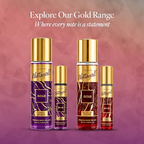 Image of Layer'r Wottagirl Gold Premium Body Mist Combo for Women, 25ml x 2 | Dark Desire & Scarlet Storm | Long-Lasting Spicy Woody & Floral Fragrance | Travel Size Perfume Set | IFRA Certified
