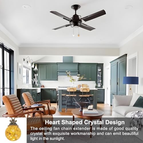 Image of PATIKIL 15 inch Ceiling Fan Pull Chain, 4 Pcs Crystal Pull Chain Fan Connector Vintage Ceiling Fan Ornament Fan Chains Extender for Ceiling Light Lamp Fans, Amber (Ball)