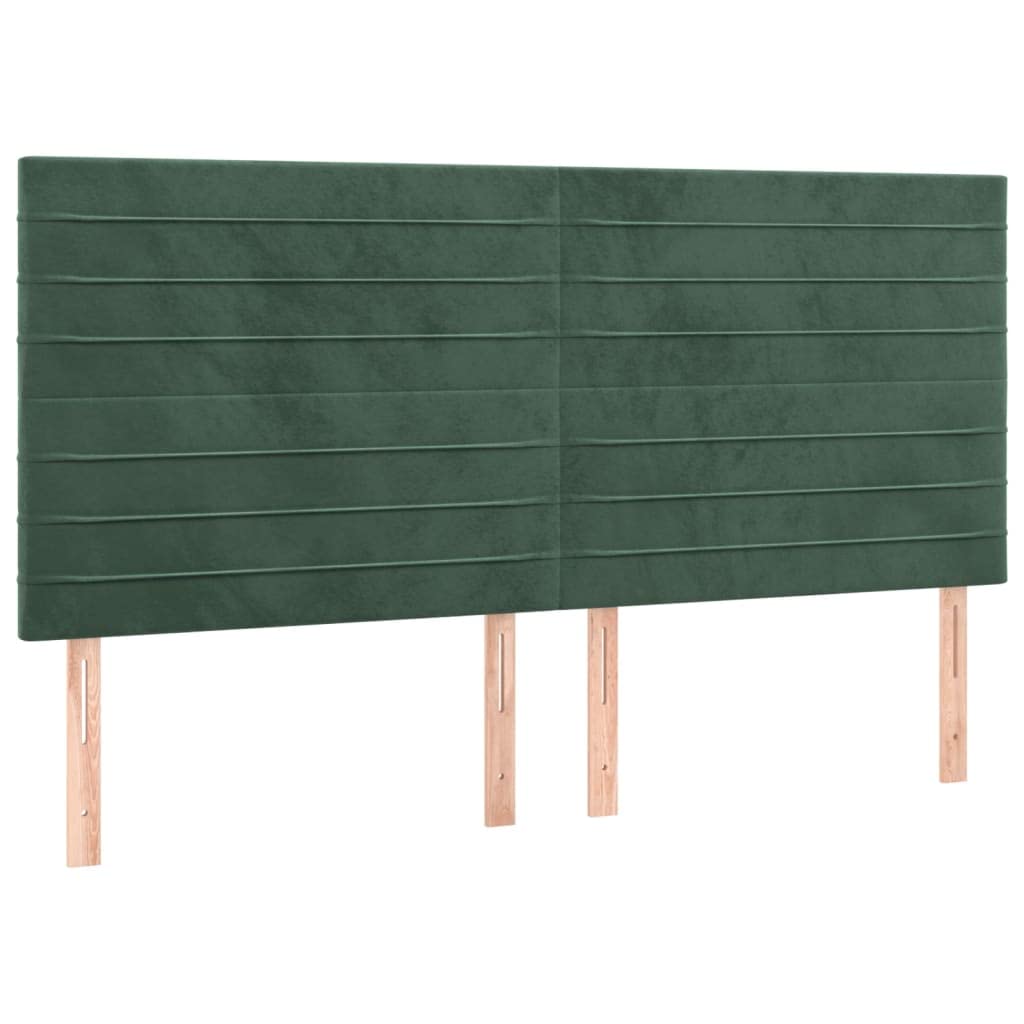 Zagłówek LED, ciemnozielony, 160 x 5 x 118/128 cm, aksamitna tapicerka, regulacja wysokości, z możliwością przycięcia, do sypialni, zagłówek łóżka