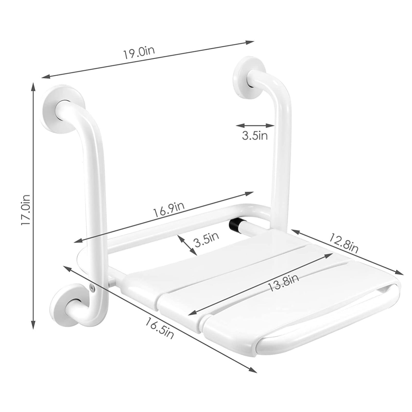 Silla Ducha Plegable para Montaje En Pared,Asiento Ducha Plegable Pared Montada con Reposabrazos,Silla Abatible Ducha Montado En La Pared,Silla Plegable Cuarto Baño para Discapacitado 150 Kg