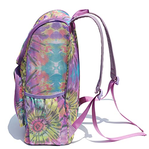 ESVAN Original Print Mesh Backpack Clear Bag See through Pack for Travel Beach Gym Multi-Purpose Women Men3