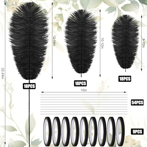 Yuxung 6 Sets Wedding Table Centerpiece Accessories Including 159 Pieces Natural Ostrich Feather Bulk Plastic Vases and Beads Necklaces for Wedding Home Party Centerpiece Supplies(Black)