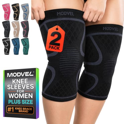 Image of Modvel 2 Pack Knee Brace for Women - Knee Support for Walking, Knee Compression Sleeves for Pain Relief, Knee Sleeves for Women, Knee Brace for Sports, Workouts & Arthritis
