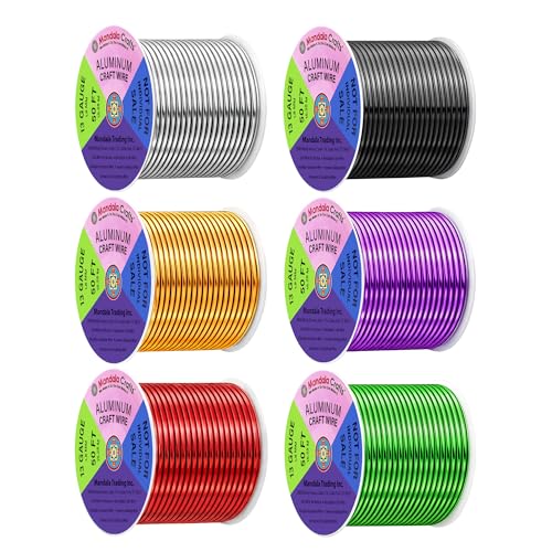 Image of Mandala Crafts 13 GA Silver Black Red Assorted Anodized Aluminum Craft Wire | 300 FT, Colored, Flexible, Bendable for Bonsai Armature Sculpting Wire Wrapping Jewelry Making, Weather & Tarnish Resistant