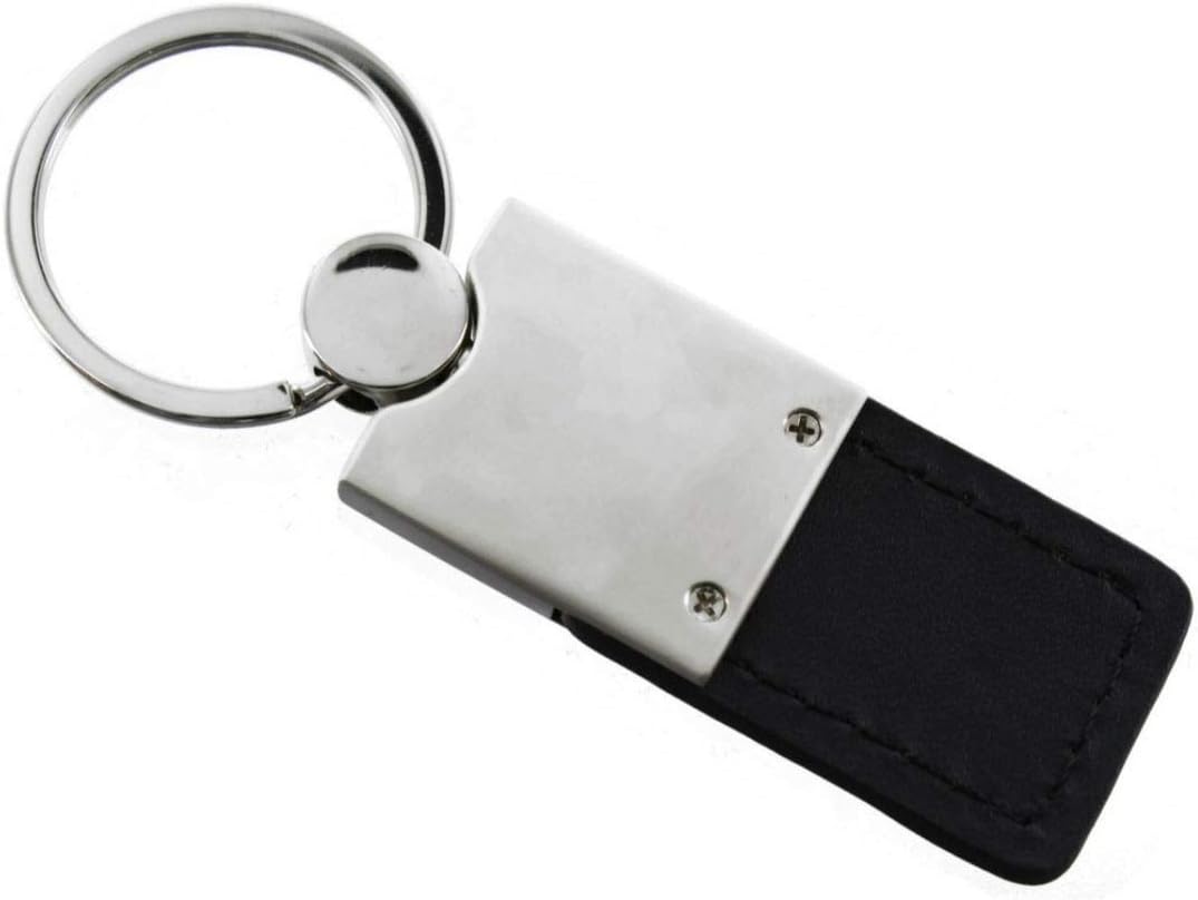 AU-TOMOTIVE GOLD Duo Rectangular Leather Key Chain for Chrysler 300C (Black)