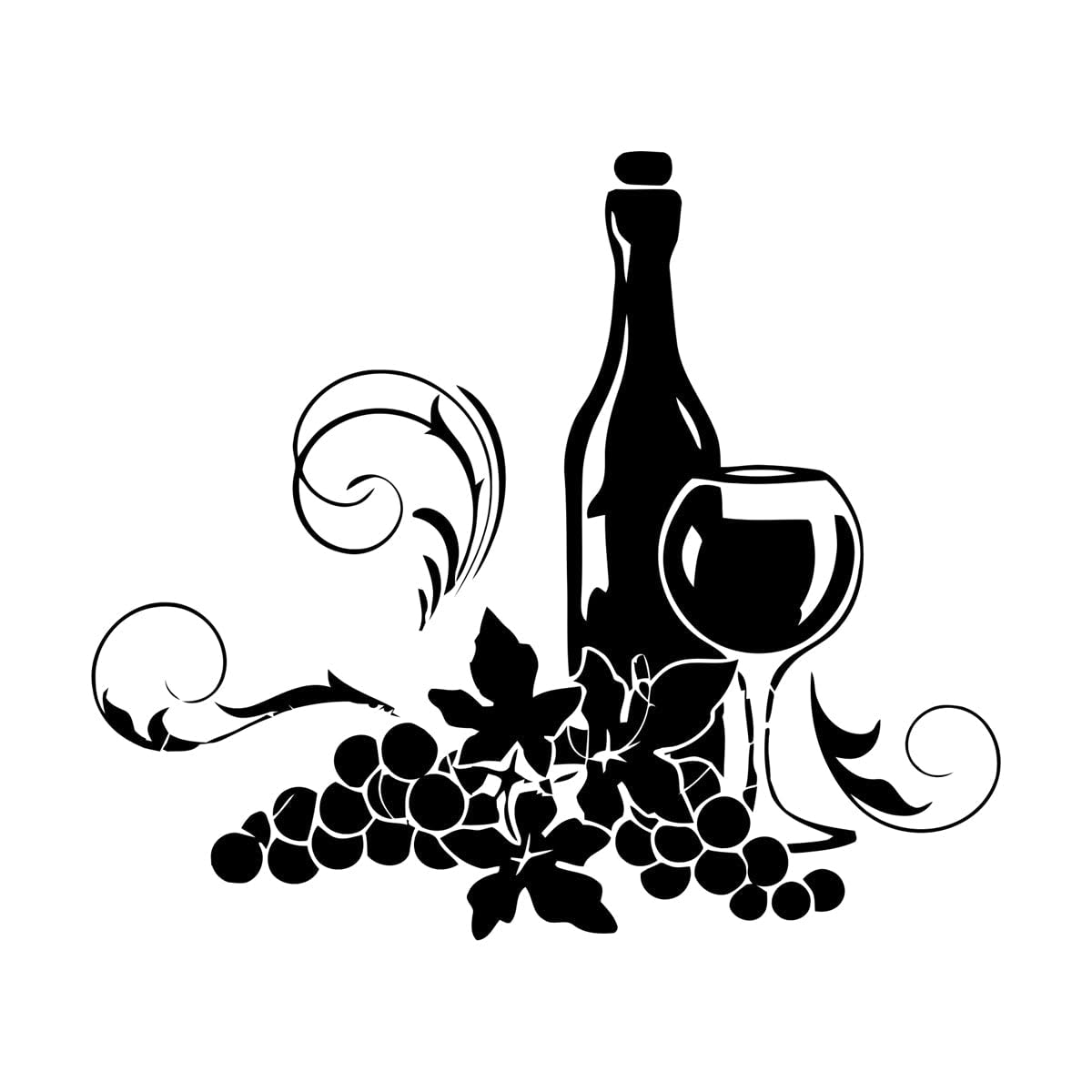 Lzhouting Wall Stickers 0750 Wine Wall Stickers Grapes Vine Decal Kitchen Design Home Wine Bar Decor Wall Tattoo Self Adhesive Dining Room Murals Large - 59X67cm