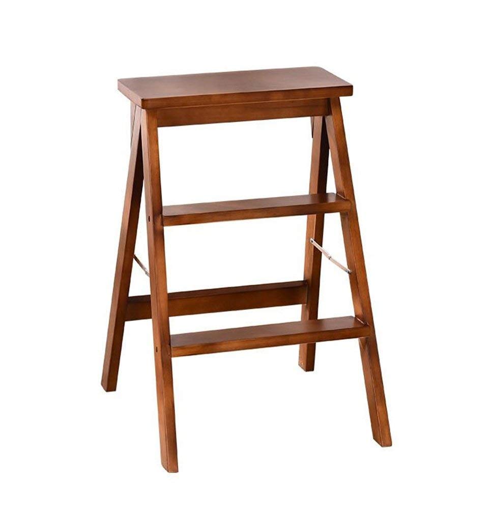 ZGYOZMNG Stepstools Folding Steps Solid Wood Ladder Stool Multifunctional Step Stools Stepladder/Stairway Chair with 3 Steps for Home and Kitchen - 3 Colors (Color : B)