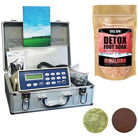 Cell Spa, Fir Belt Chi Ionic Ion Detox Machine Foot Bath Aqua Spa Cleanse with Foot Soak Bath16 Ounce Pink Himalayan Salt with 2" Round Jade & 2" Round Ceramic Stone Semi-Conductors of Negative Ions Cover