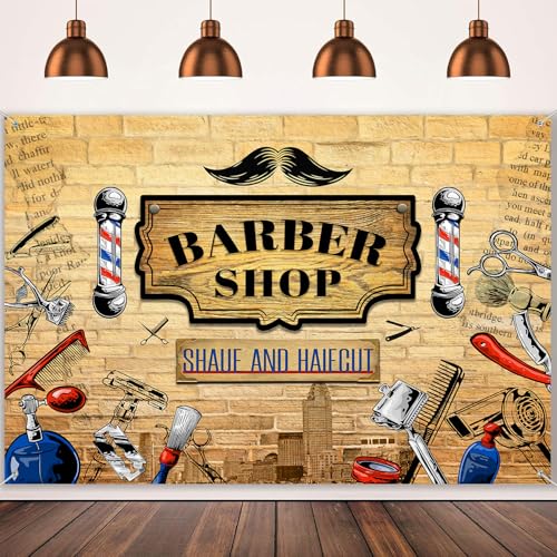 HANYING 9x6ft Barbershop Party Backdrop Hair Stylist Figures Photo Background