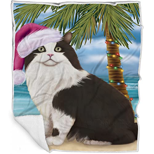 Doggie of the Day Cymric Cat Blanket - Christmas Summertime Beach - Super Soft & Warm Pet Theme for Sofa or Bed, Warm Fleece, Sherpa or Woven Material, BLNKT87651 (30x40 Fleece)