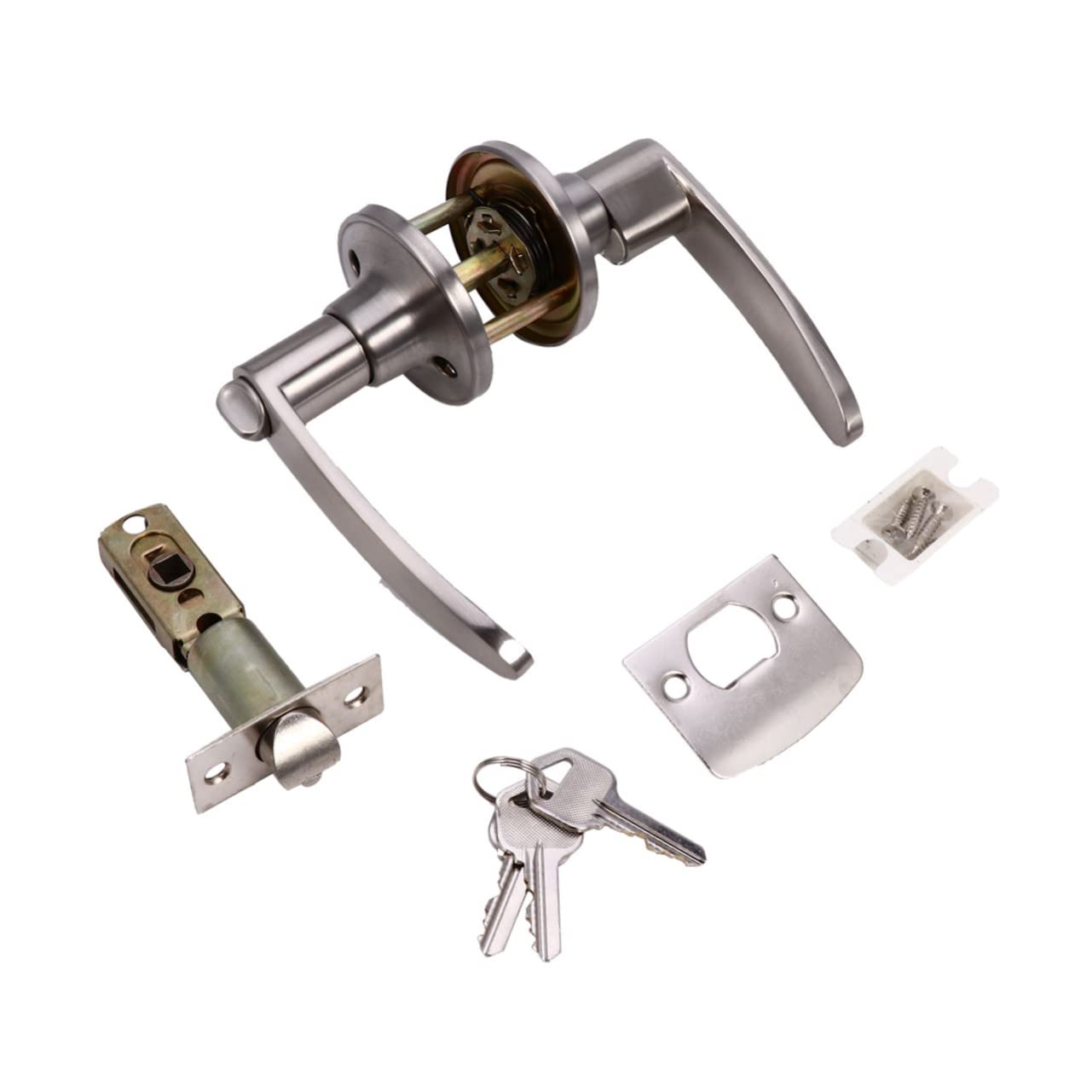 Serrure de Porte Intérieure Résistant à L'usure en Alliage de Zinc Argenté Verrou Double Protection le Vol pour Chambre et Salle à Manger