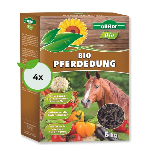 Allflor Pferdedung gekörnt 4 x 5 Kg in Faltschachtel I Pferdemist als Dünger I rein biologisch-organischer Universaldünger I Pferdedünger I Für alle Garten-, Obst- & Gemüsepflanzen