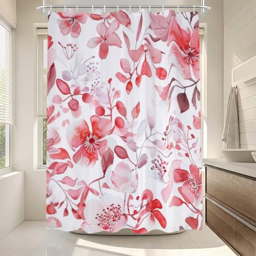 Rideau de douche 150x170cm en polyester imperméable motif fleur avec anneaux inclus - 5