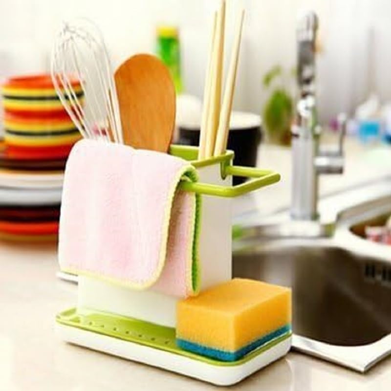 Image of Spoon Holder for Kitchen Counter Top | Foldable Utensil Stand for Kitchen with Napkin Hanger | ABS Plastic Cutlery Stand, Spoon Stand & Knife Holder for Kitchenuse