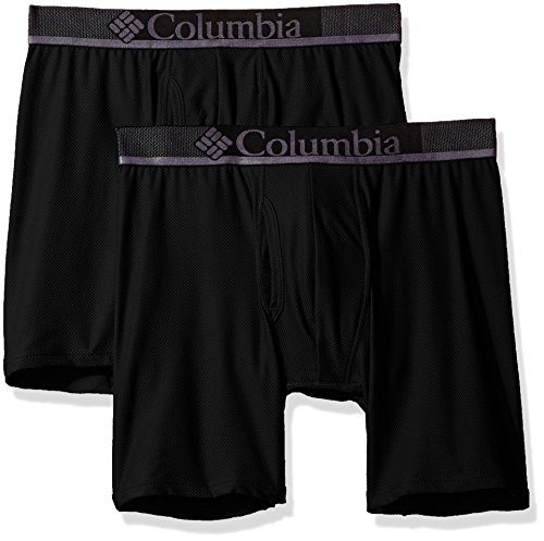 Columbia Men's Diamond Mesh 2 Pk Boxer Brief, Black/Black, Small