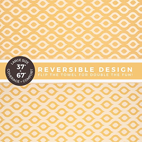 Feshka Sand Free Turkish Beach Towel (37 X 67) Quick Dry Bath Towel, Oversized Beach Blanket, Lightweight For Travel - Made With 100% Organic Turkish Cotton - Droplets (Yellow) #TOP2