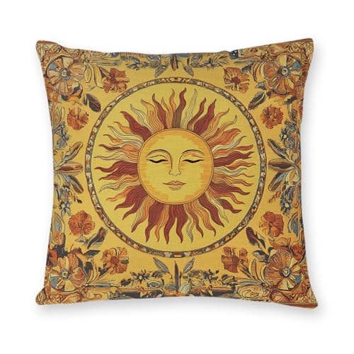 YOU FOUND ME Vintage Boho Sun Design Throw Pillow Cover Home Decor Mystic Sun Goddess Art Decor Pillowcase Cushion Cover for Bed Sofa Living Room Indoor and Outdoor 18x18inch (Moon)