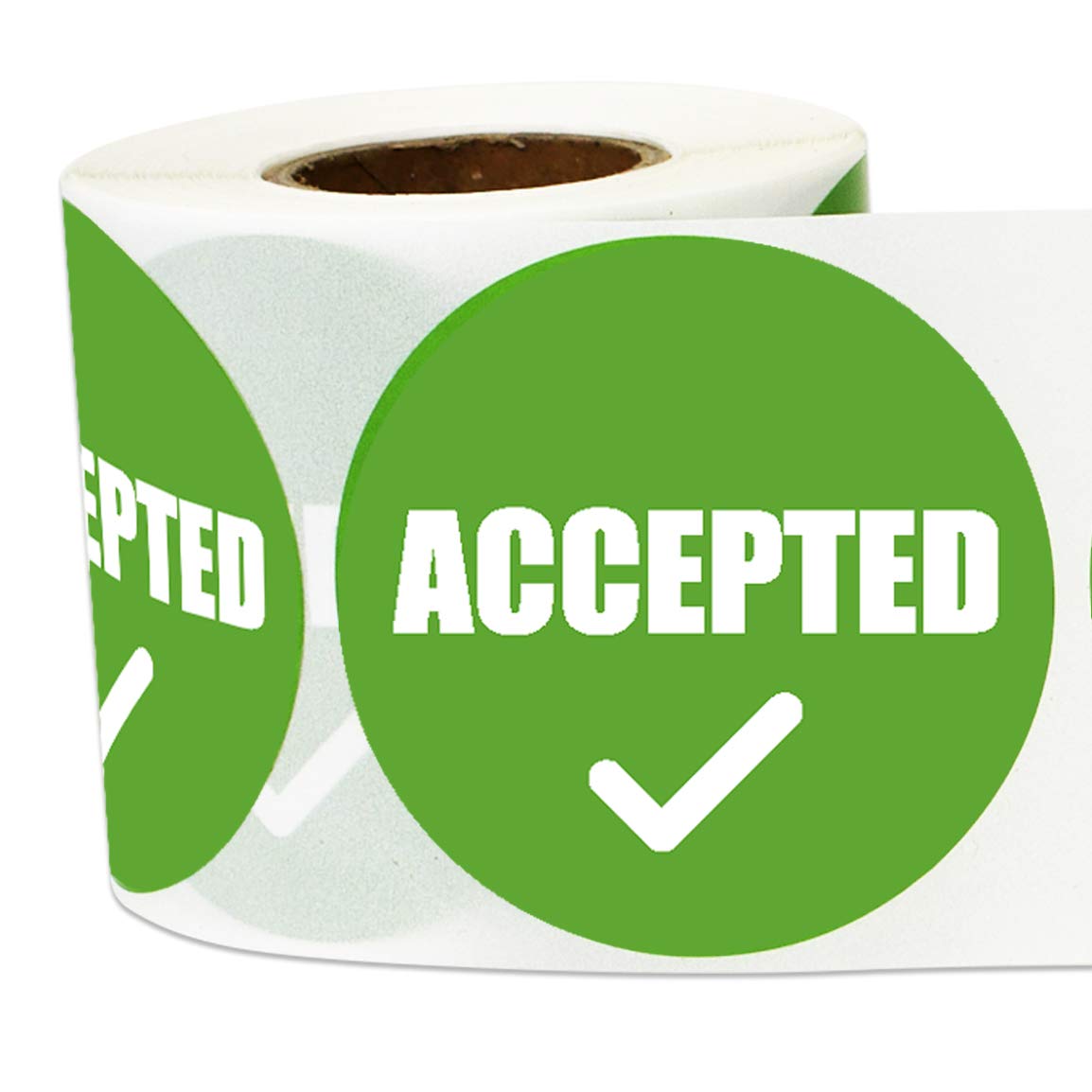 600 Accepted Labels Stickers - 2" Circle Dot Inventory Inspection Quality Control Shipping Receiving QC Passed Control Inspected Pass Stickers, Lime