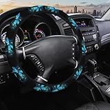 SISROW Dragonfly Car Steering Wheel Cover for Women Men Blue Turquoise Dragonflies 15 Inch Universal Steering Wheel Covers Elastic Stretch Steering Wheel Cover Car Accessories
